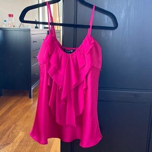 Satin/tulle ruffle camisole top